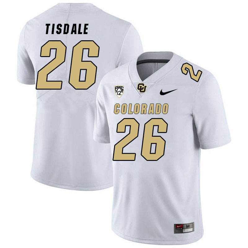 Men #26 Vito Tisdale Colorado Buffaloes College Football Jerseys Stitched Sale-White